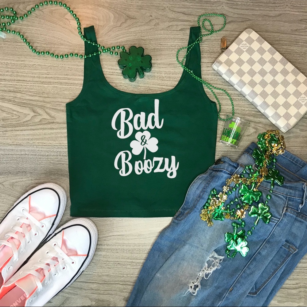 St. Patrick’s Day Cropped Tank Top Bad & Boozy